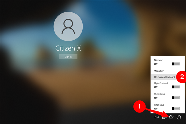 Access On-Screen Keyboard on the Windows 10 sign-in screen