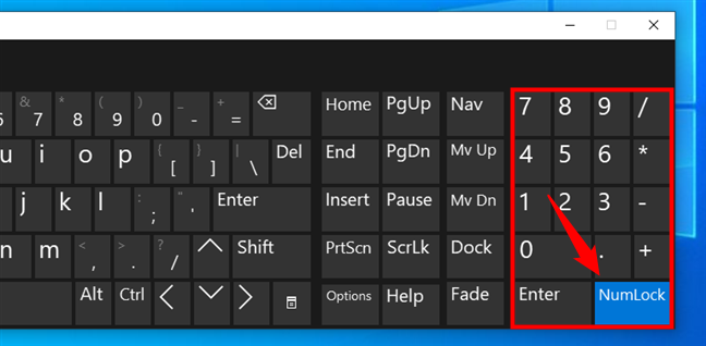 Numerical keys on the On-Screen Keyboard in Windows