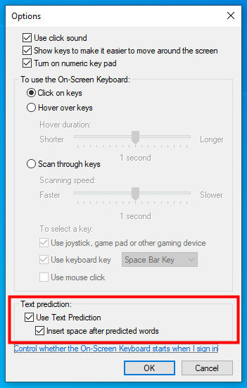 Text prediction for On-Screen Keyboard in Windows