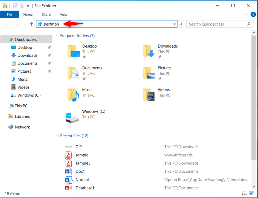 Run perfmon in File Explorer