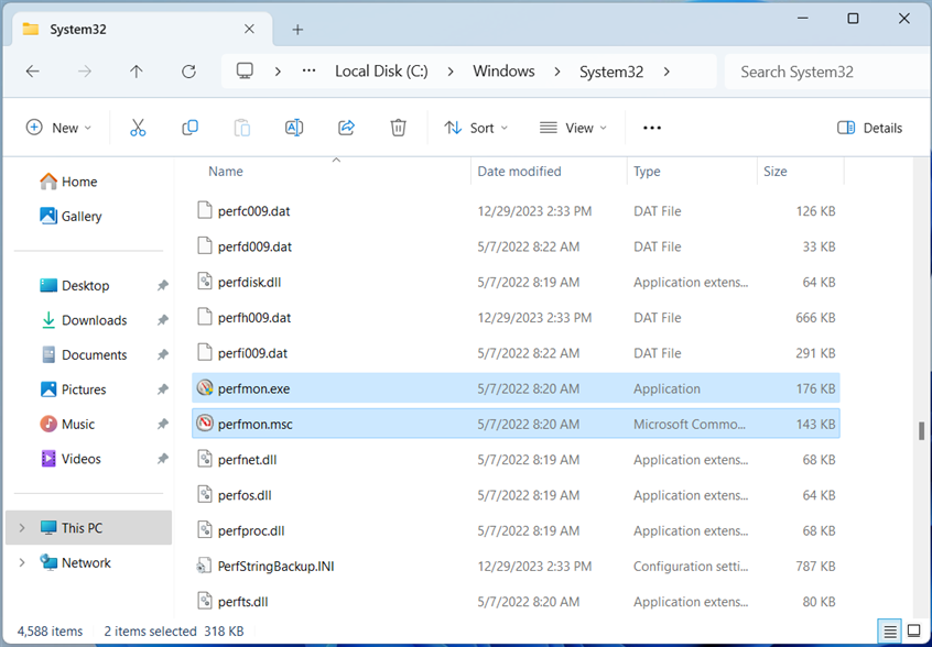 The files used to run Performance Monitor