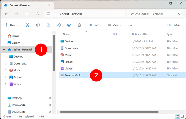 Double-click OneDrive's Personal Vault folder in File Explorer