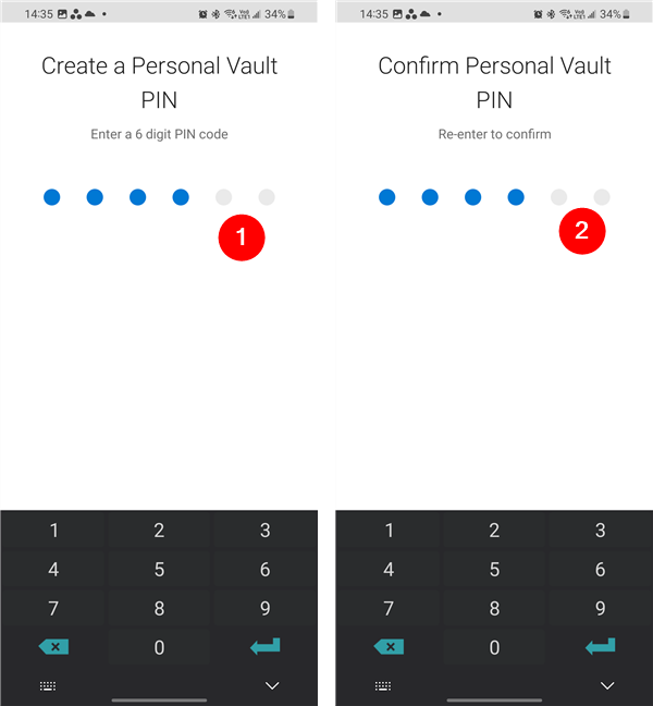 Create a Personal Vault PIN for Android