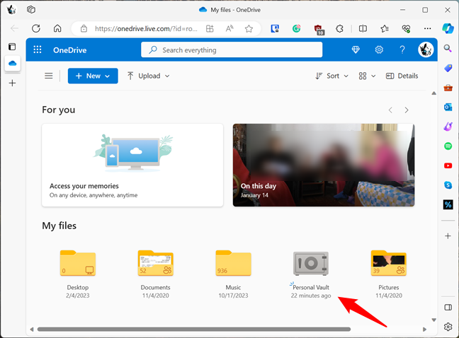 Go to the OneDrive website in a web browser
