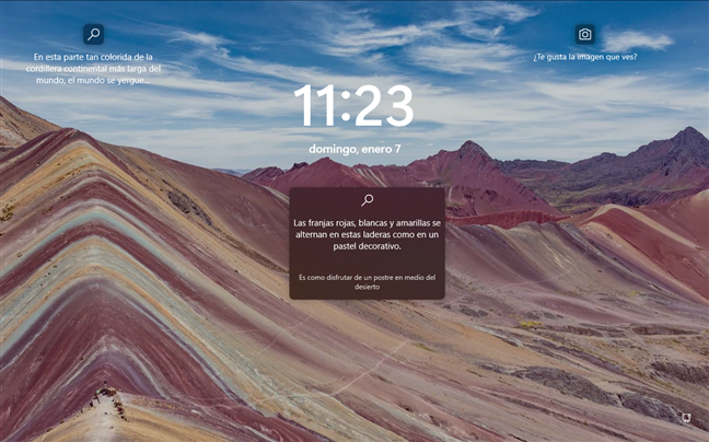The lock screen in Windows 11 using a different language