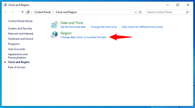 Change date, time, or number formats in Windows 10