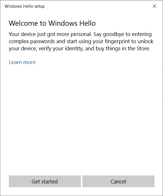 Welcome to Windows Hello