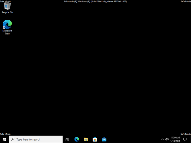 A Windows 10 computer in Safe Mode