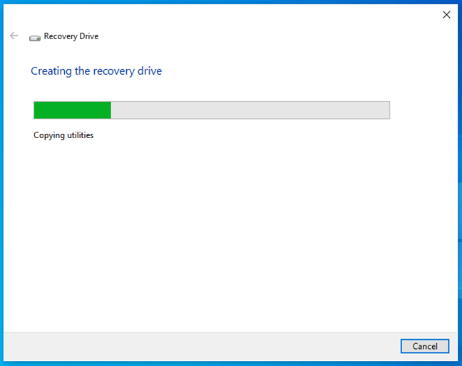 Creating a recovery drive in Windows 10