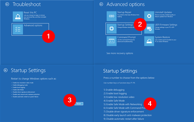 Head to Troubleshoot > Advanced options > Startup Settings > Restart > Enable Safe Mode with Networking