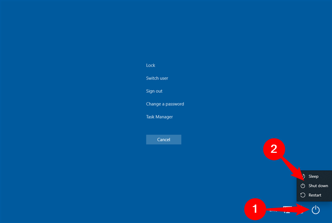 How to shut down Windows 10 from the Control + Alt + Delete screen