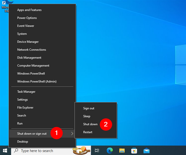 How to shut down Windows 10 from the WinX menu