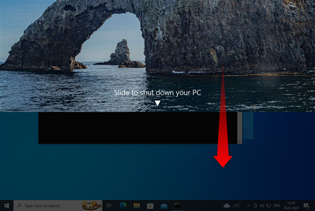 Slide to shut down your PC in Windows 10