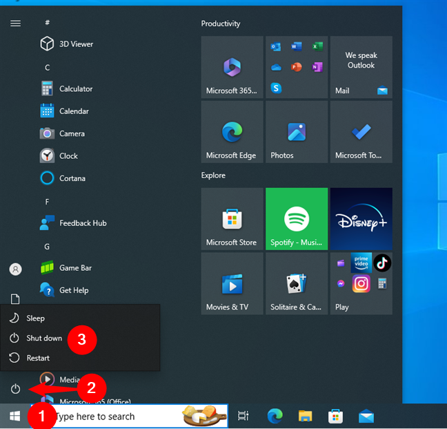 How to shut down a Windows 10 laptop or PC from the Start Menu