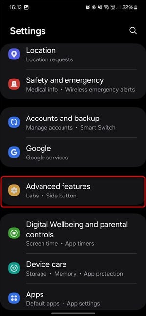 In the Settings app, go to Advanced features
