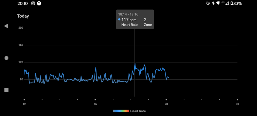 The Heart Rate report offered by Garmin HRM-Fit