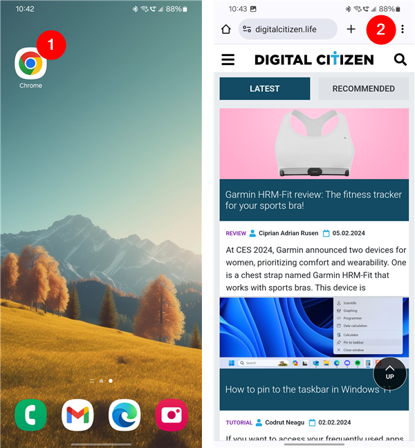 On Android, open Chrome and tap its three-dot button