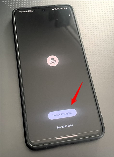 Tap the Unlock Incognito button