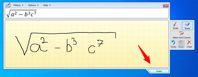 How to insert a math expression 