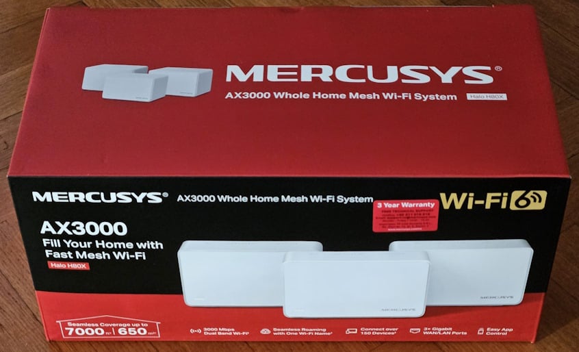 The packaging for Mercusys Halo H80X