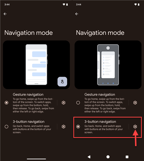 Choose 3-button navigation