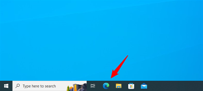 The Microsoft Edge shortcut on the taskbar in Windows 10