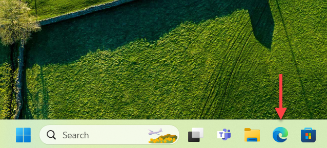 The Microsoft Edge shortcut on the taskbar in Windows 11