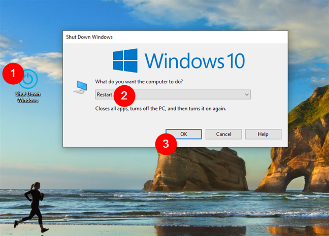 How to restart Windows 10 using our Shut Down Windows shortcut
