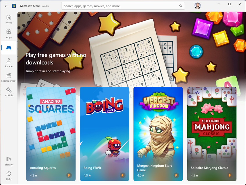 Test games with Arcade mode in Microsoft Store