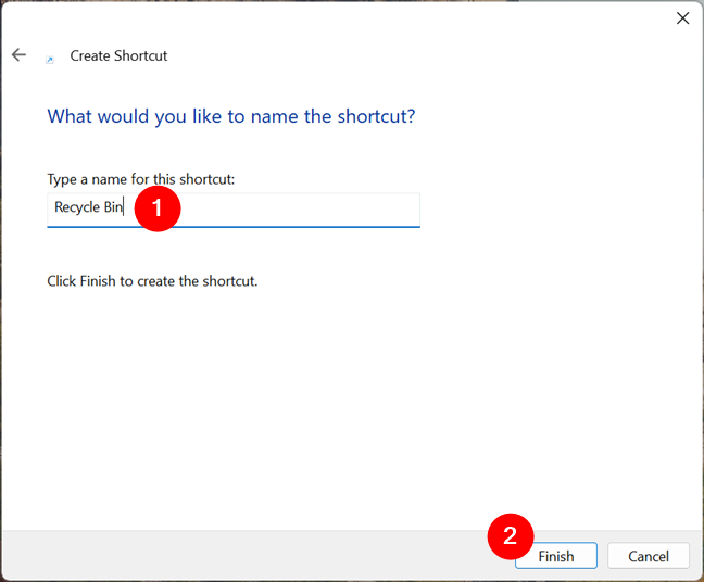 Naming the shortcut