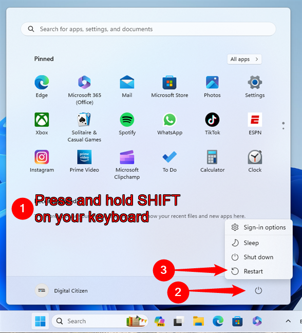 Press Shift and select Restart to get to Windows 11's Safe Mode with Networking