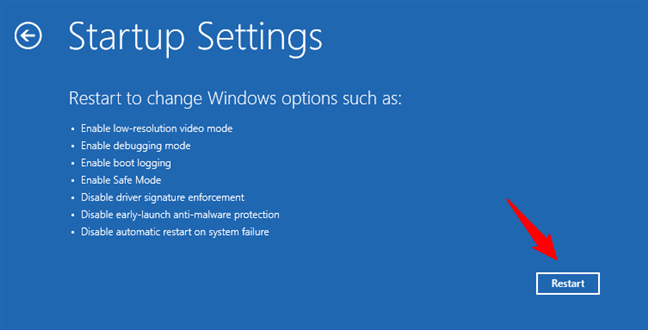 Choose to restart Windows 11