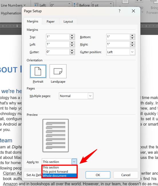 How to apply the margins settings