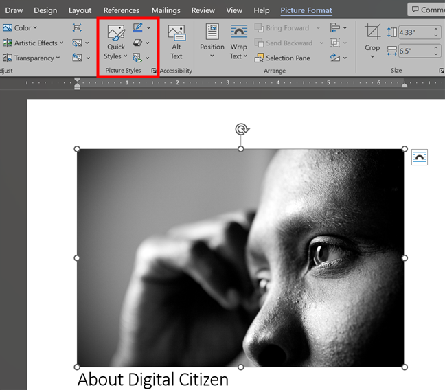 How to style a picture in Word