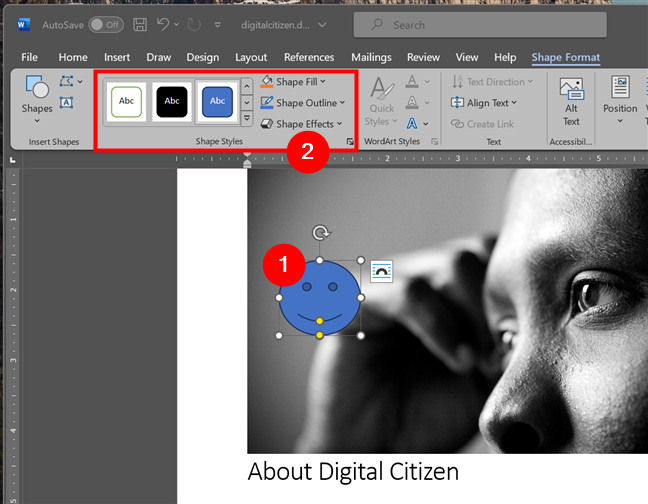 How to style a shape in Word