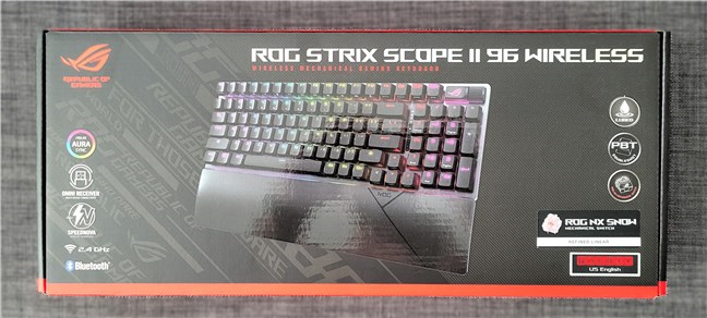 The packaging used for ASUS ROG Strix Scope II 96 Wireless