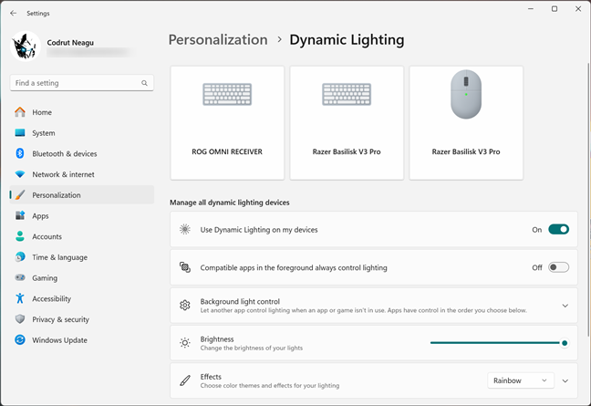 ASUS ROG Strix Scope II 96 Wireless supports Dynamic Lighting in Windows 11