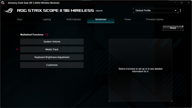 Multiwheel functions on the ASUS ROG Strix Scope II 96 Wireless