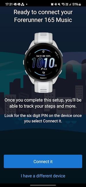 Adding the watch to Garmin Connect