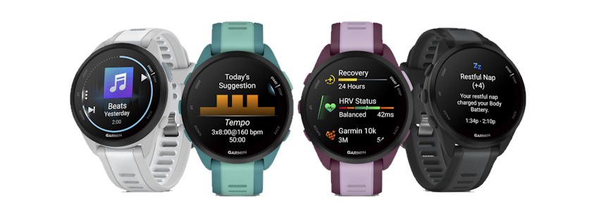 The colors available for Garmin Forerunner 165 Music
