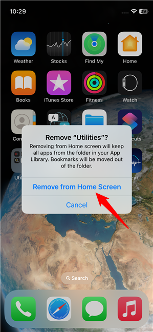Choose Remove from Home Screen