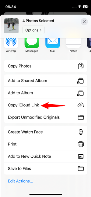 Copy iCloud Link