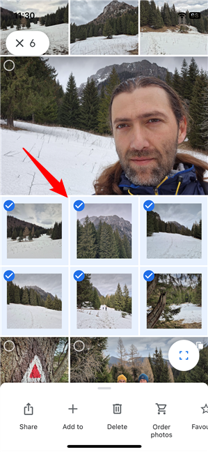 Selecting photos in Google Photos