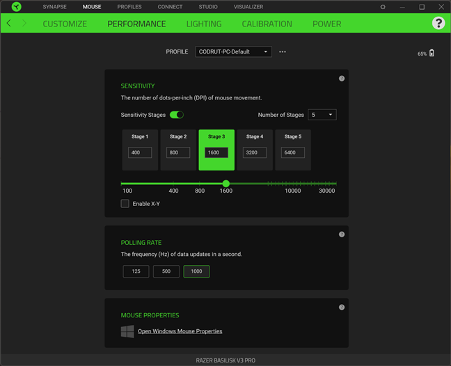 Adjusting the performance settings