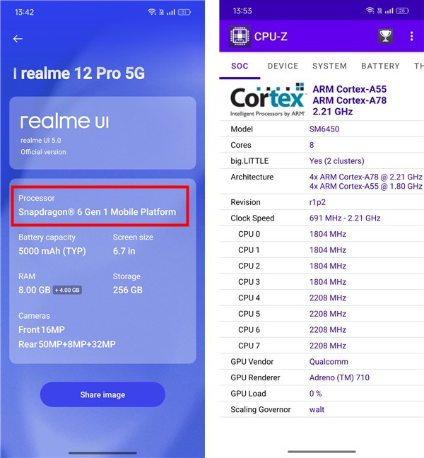The phone uses a Snapdragon 6 Gen 1 chipset