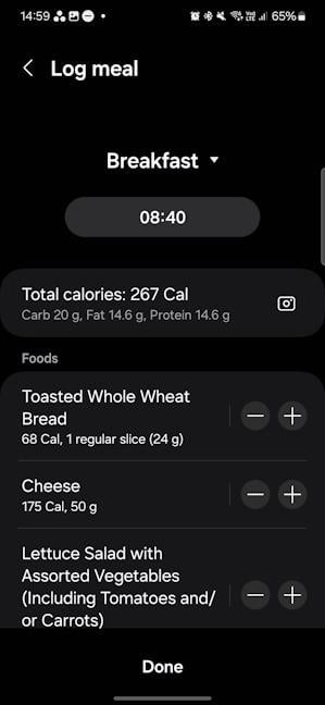 You can log meals too