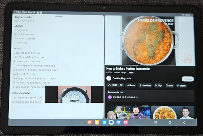 You can use Samsung Galaxy Tab A9+ in the kitchen