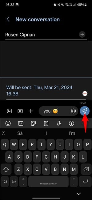 Tap the Send icon