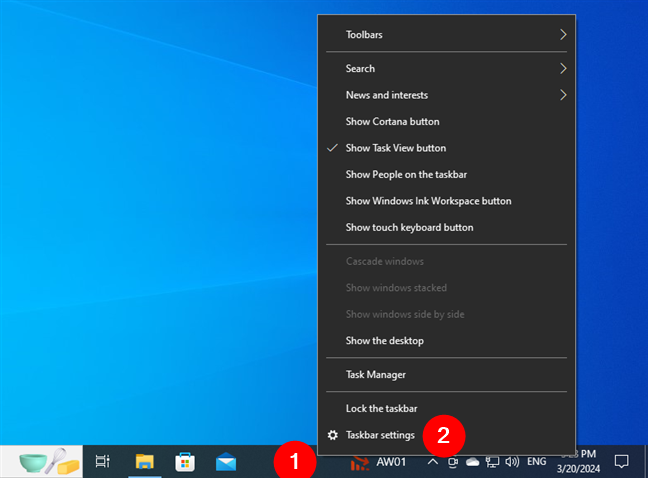 Access Taskbar settings