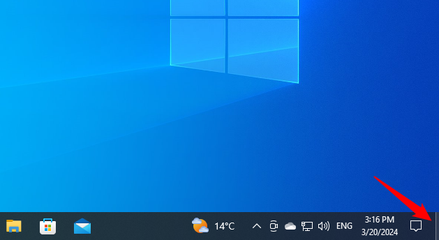 Press the button on the right of a horizontal taskbar to Show desktop